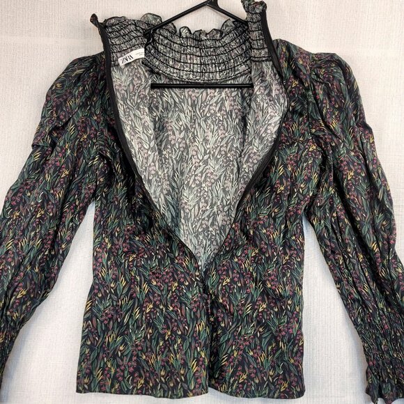 Zara Victorian XS Whimsigoth High Neck Ditsy Floral Puff Sleeve Boho Indie - Picture 5 of 11